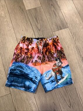 Boy size 7 Tropical Surf Print Swim Shorts in good used condition